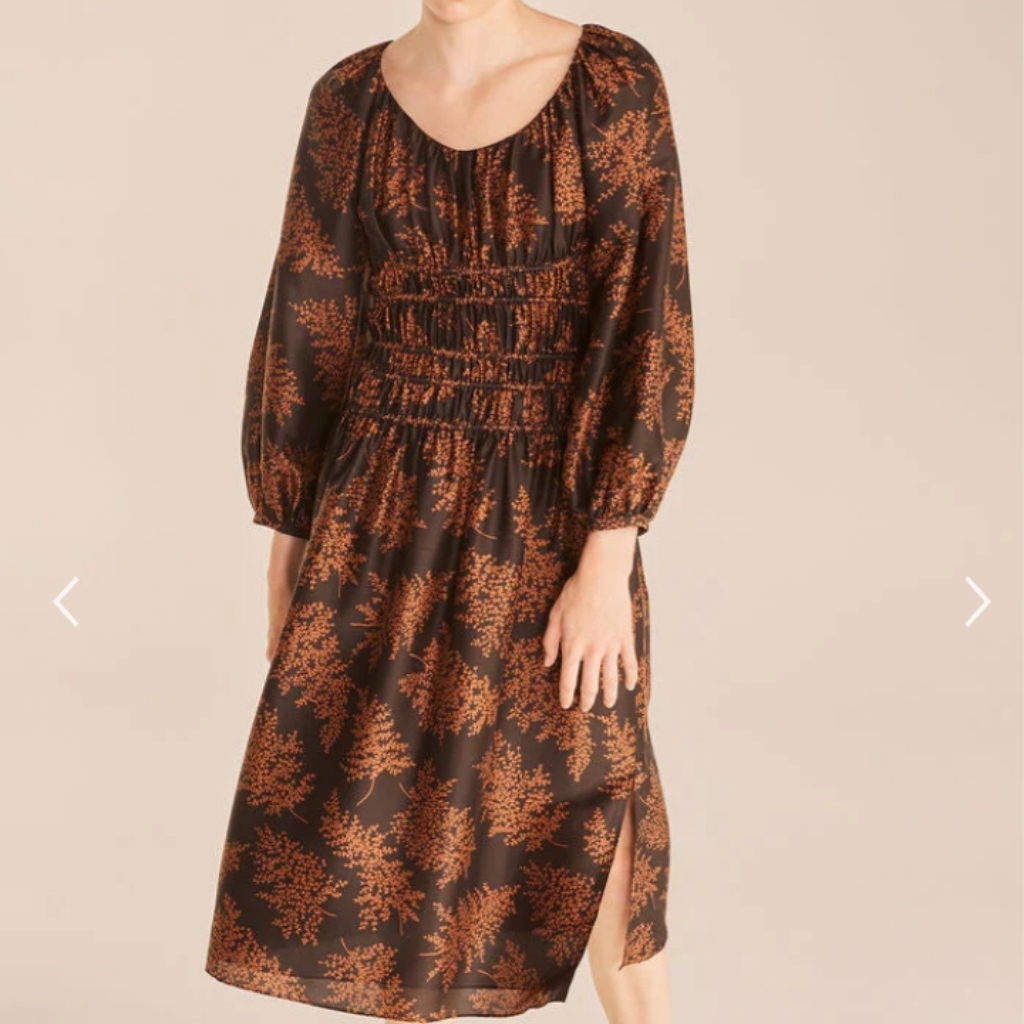 Rebecca Taylor Arden Fern Print Silk Midi Dress